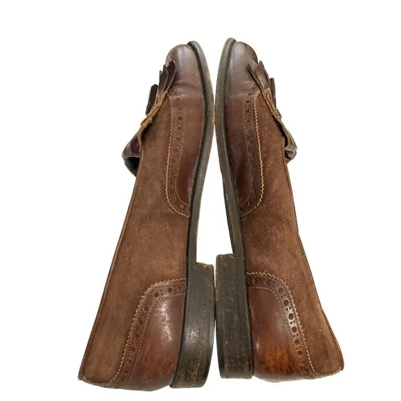 Emanuel Paolo Men's size 9.5 Brown Leather  Suede Tassel Loafers shoes Italy