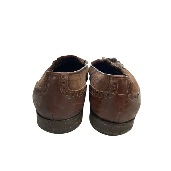 Emanuel Paolo Men's size 9.5 Brown Leather  Suede Tassel Loafers shoes Italy