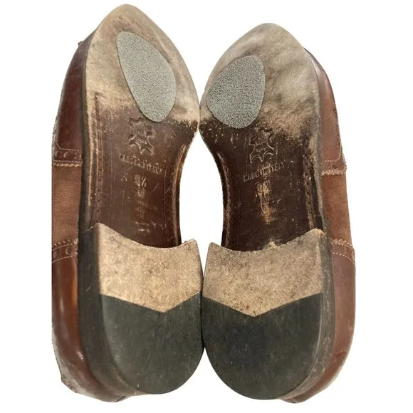 Emanuel Paolo Men's size 9.5 Brown Leather  Suede Tassel Loafers shoes Italy