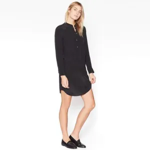 Equipment Femme Long Sleeve Drop Waist Dress in Black Size Medium