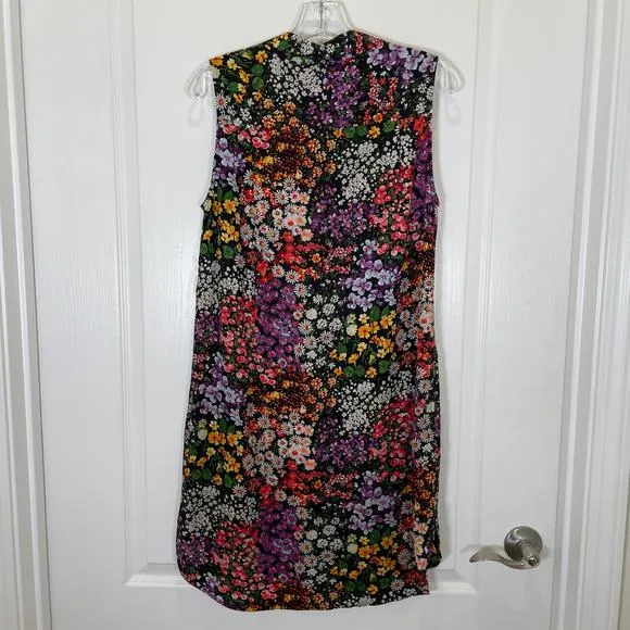 Equipment Michaela Silk Floral Print Shirtdress Sleeveless Mini Purple Coral S