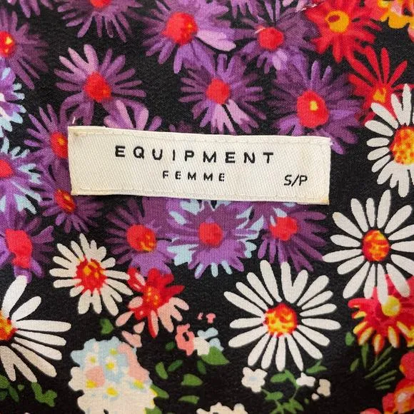 Equipment Michaela Silk Floral Print Shirtdress Sleeveless Mini Purple Coral S