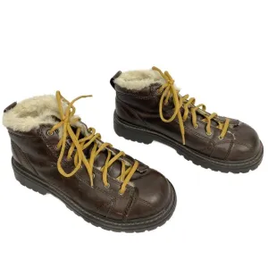 Faded Glory Vintage Y2K Chunky Sneakers 8.5 Brown Grunge Fur Lined Bratz Leather