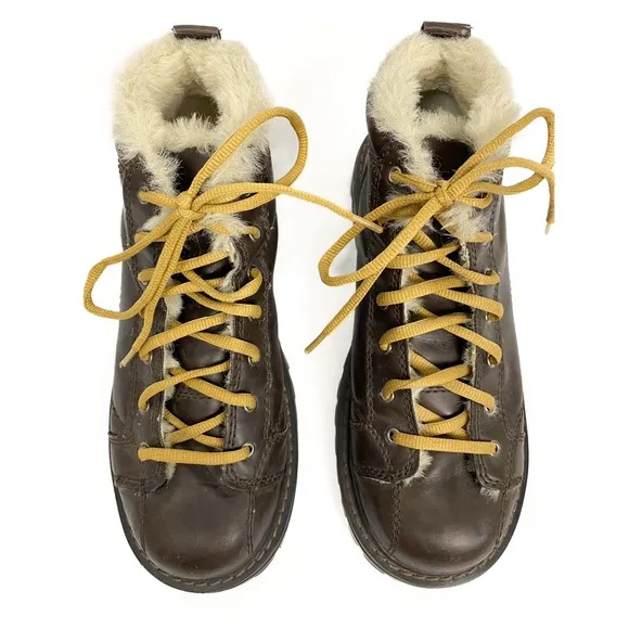 Faded Glory Vintage Y2K Chunky Sneakers 8.5 Brown Grunge Fur Lined Bratz Leather