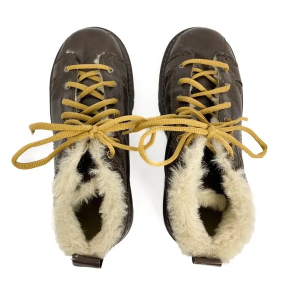 Faded Glory Vintage Y2K Chunky Sneakers 8.5 Brown Grunge Fur Lined Bratz Leather