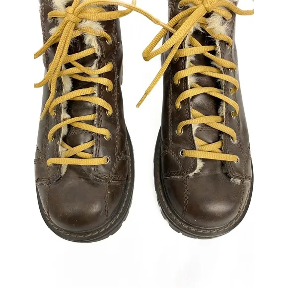 Faded Glory Vintage Y2K Chunky Sneakers 8.5 Brown Grunge Fur Lined Bratz Leather