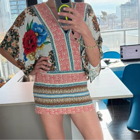 Farm Rio Brazil Floral Vibrant Multicolor Mini Dress, Small