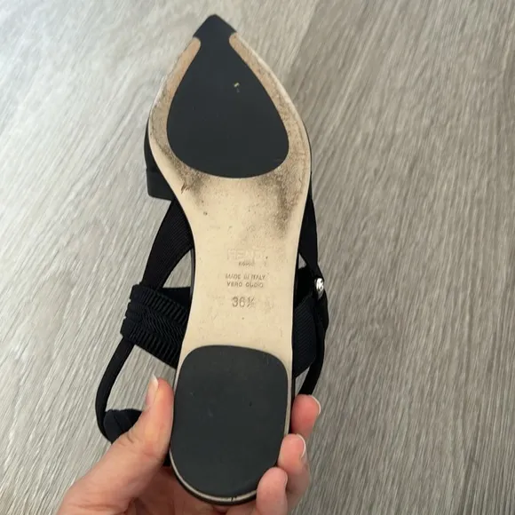 Fendi Black Colibri Slingback Mesh Flats