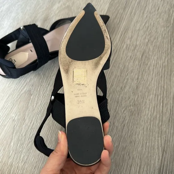 Fendi Black Colibri Slingback Mesh Flats