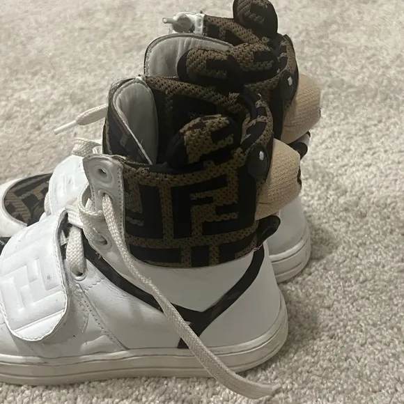 Fendi Kids White High-Top Sneakers