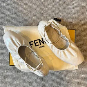 Fendi Women's Cream Ballet Flats