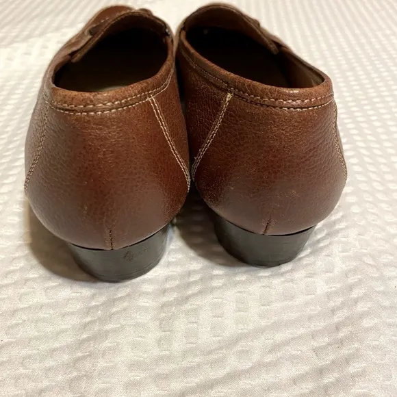 Ferragamo Brown Leather Loafers Tan stitching Women’s Size 7