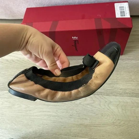 Ferragamo Color Block Nude Ballet Flats