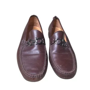 Ferragamo Men's Size 11 Ree Double Gancini Bit Loafers – Brown Leather