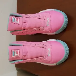 Fila pink,white and turquoise Mashburn hi top sneakers