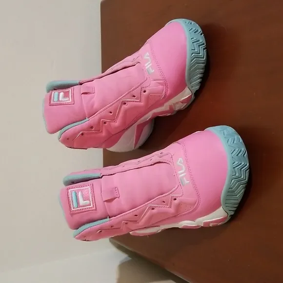 Fila pink,white and turquoise Mashburn hi top sneakers