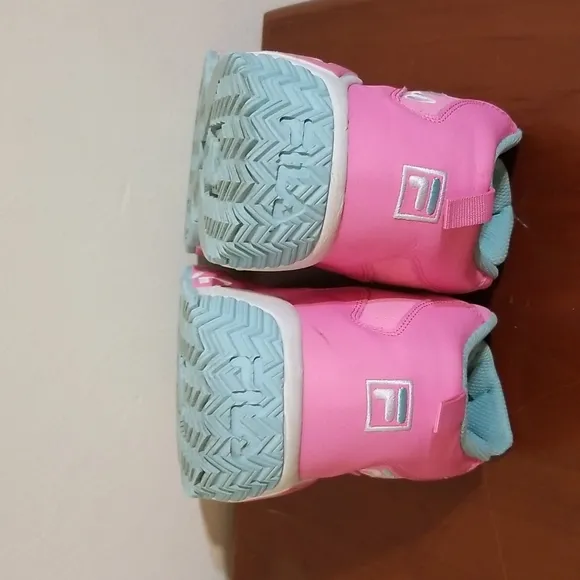 Fila pink,white and turquoise Mashburn hi top sneakers