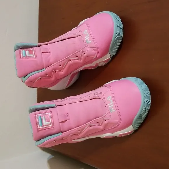 Fila pink,white and turquoise Mashburn hi top sneakers