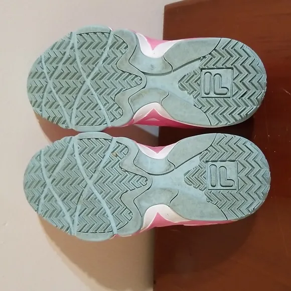 Fila pink,white and turquoise Mashburn hi top sneakers