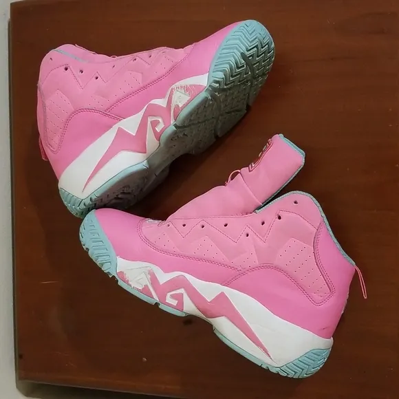 Fila pink,white and turquoise Mashburn hi top sneakers