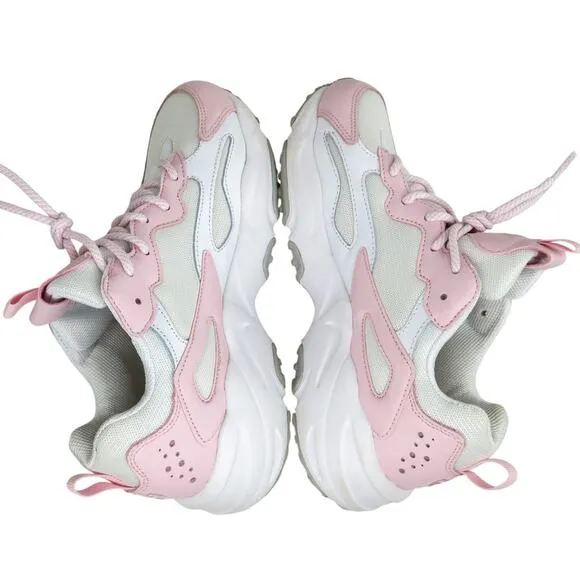 FILA Ray Tracer White and Pink Chunky Sneakers Size 8.5 In Box