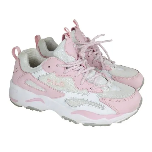 FILA Ray Tracer White and Pink Chunky Sneakers Size 8.5 In Box