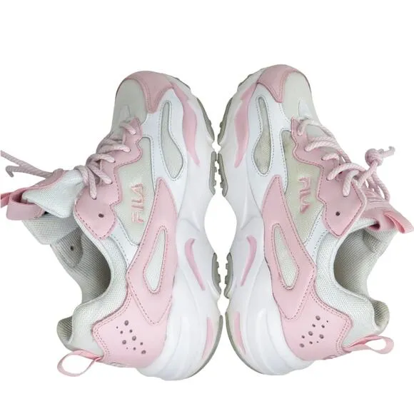 FILA Ray Tracer White and Pink Chunky Sneakers Size 8.5 In Box
