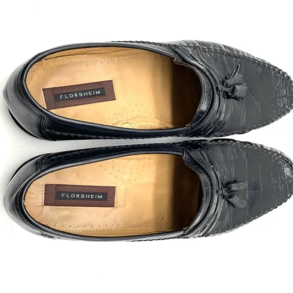 Florsheim Loafers Pisa tassel crocodile black SZ 13.