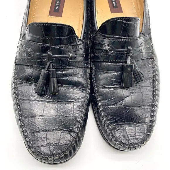 Florsheim Loafers Pisa tassel crocodile black SZ 13.