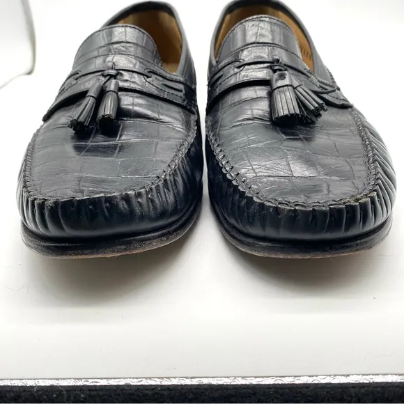 Florsheim Loafers Pisa tassel crocodile black SZ 13.
