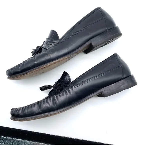 Florsheim Loafers Pisa tassel crocodile black SZ 13.