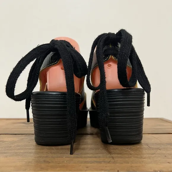 Fly London Yown Black Strappy Wedge Sandals