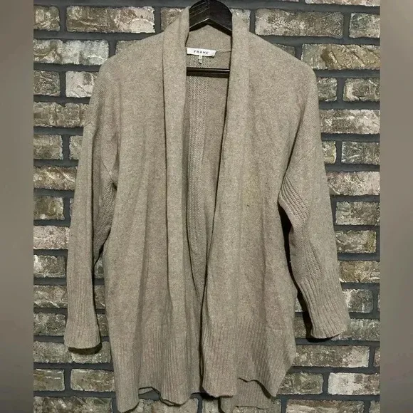 Frame 100% Cashmere Longline Beige Cardigan | Size XS | Luxury Capsule Layer
