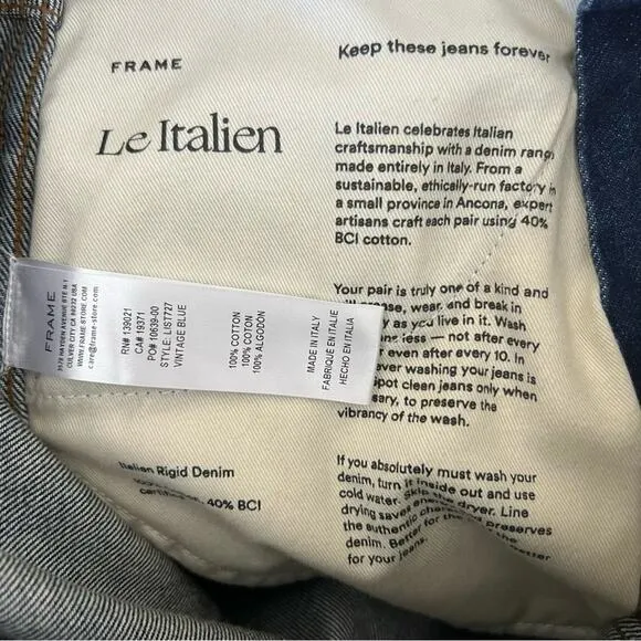 Frame Le Italien Straight Jeans in Vintage Blue Sz 26