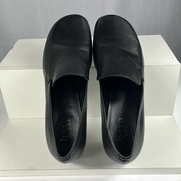 Franco Sarto Women's Bocca Slip-On Loafer in Black Leather.