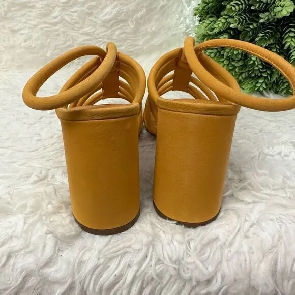 Free People Colette Womens Cinched Heel Hot Orange Sandals EU 37 US 7 NEW
