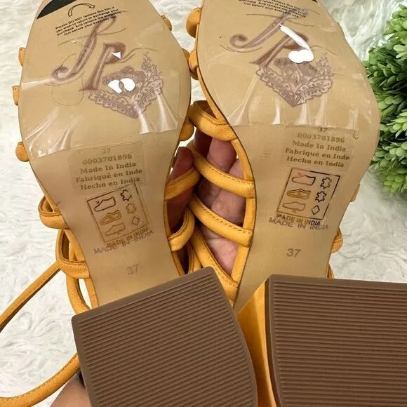 Free People Colette Womens Cinched Heel Hot Orange Sandals EU 37 US 7 NEW