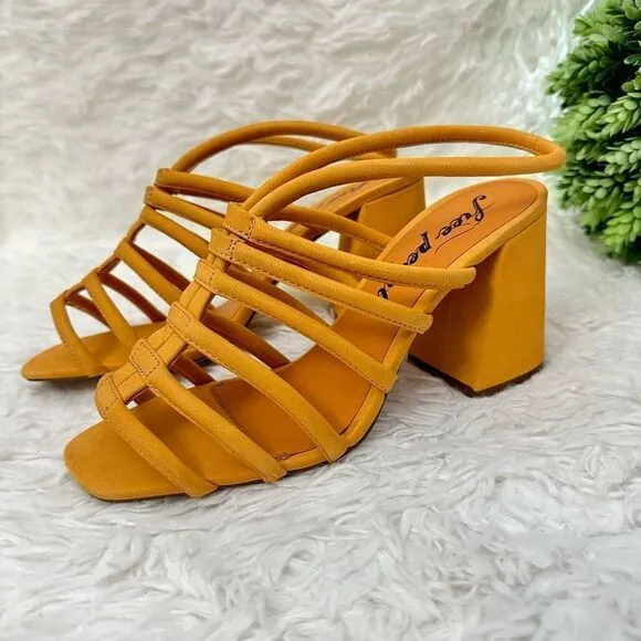 Free People Colette Womens Cinched Heel Hot Orange Sandals EU 37 US 7 NEW