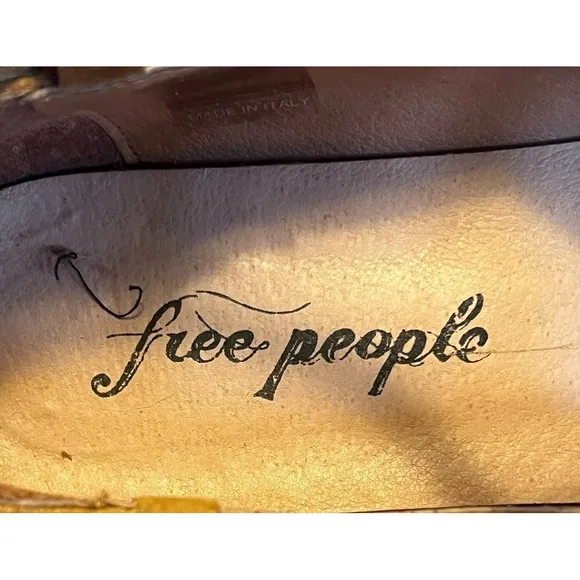 Free People Isabelle Lace Up Flat Size 7 Women Brown Leather Pointed Toe EU 37