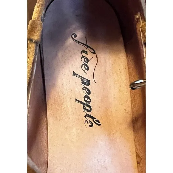 Free People Isabelle Lace Up Flat Size 7 Women Brown Leather Pointed Toe EU 37