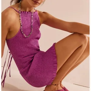 Free People Iyla Smocked Mini Dress in Radiant Orchid