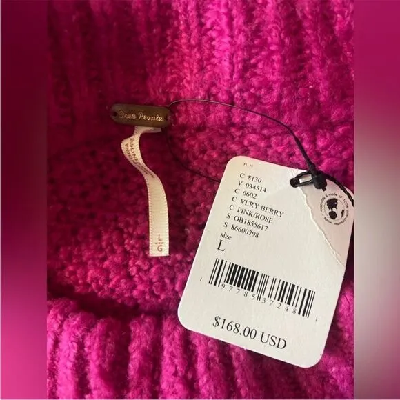 Free People Pink Loveship Chunky Cable Sweater Mini L