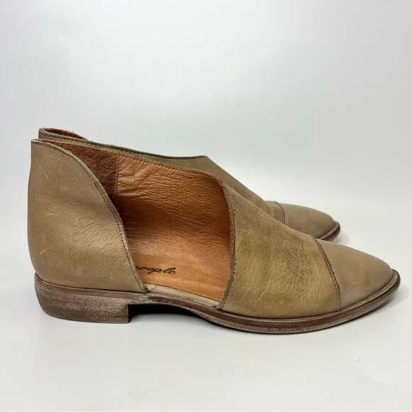 Free People Royale D’Orsay Pointed Toe Leather Flats 36/6 Taupe