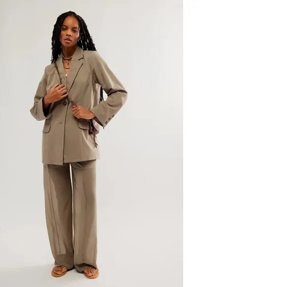 Free People Sheer Soul Suit Set Blazer and Pants Size 8 NWOT