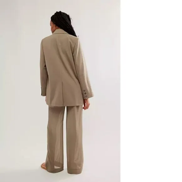 Free People Sheer Soul Suit Set Blazer and Pants Size 8 NWOT