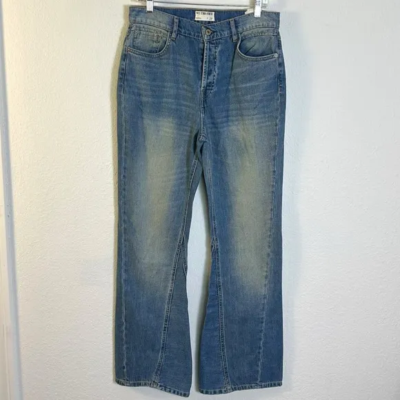 Free People Western Bohemian Serafin Boot Cut Jeans Light Vintage Wash Size 29
