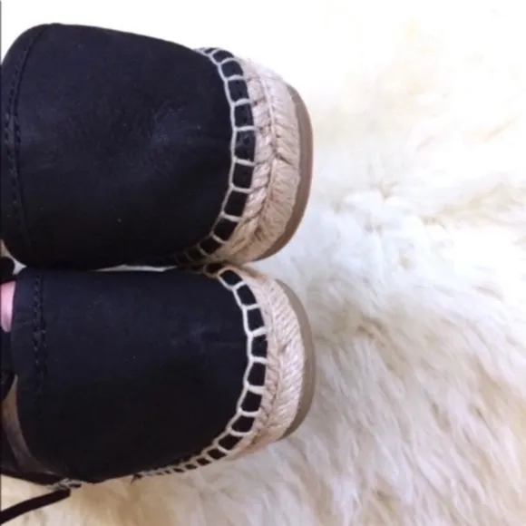 Frye Leo Perforated Ankle Wrap Leather Espadrilles