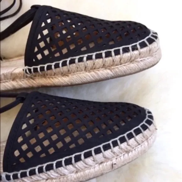Frye Leo Perforated Ankle Wrap Leather Espadrilles