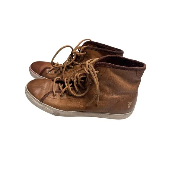 Frye Mens Brown Leather High Top Sneakers Size 8 SKU 7287