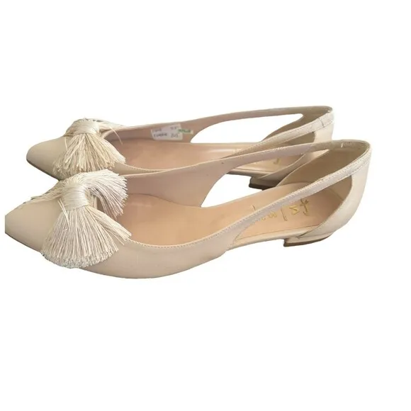 FS NY French Sole Shoes  Leather Ballet Flats Pointed Toe &amp; Bow Size 7.5  NEW